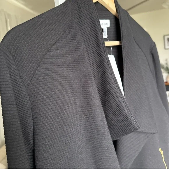 CALVIN KLEIN WOMEN’S MODERN ESSENTIALS Open Jacket Black W/Gold Zippers Sz L NWT - Picture 6 of 12